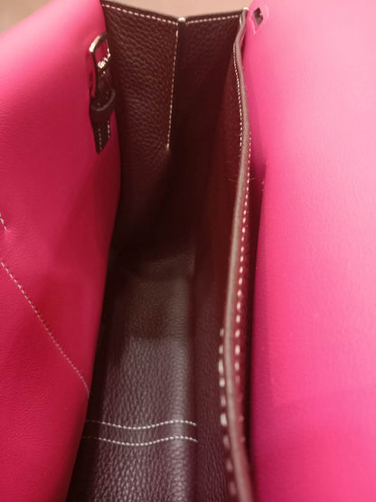 Hermes Halzan 31 Clemence Bicolor Rouge/Pink Stamp B 2023