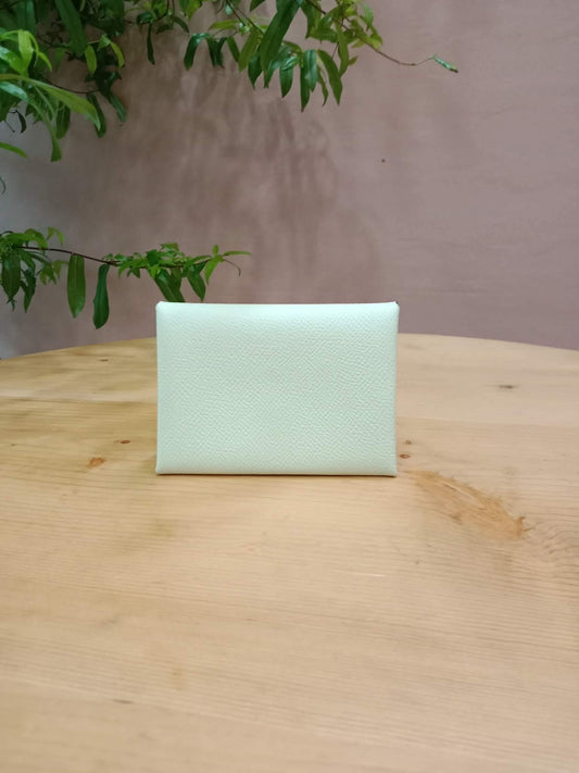Hermes Calvi Duo Card Case Vert Fizz/Vert Criquet Clemence Stamp W 2024