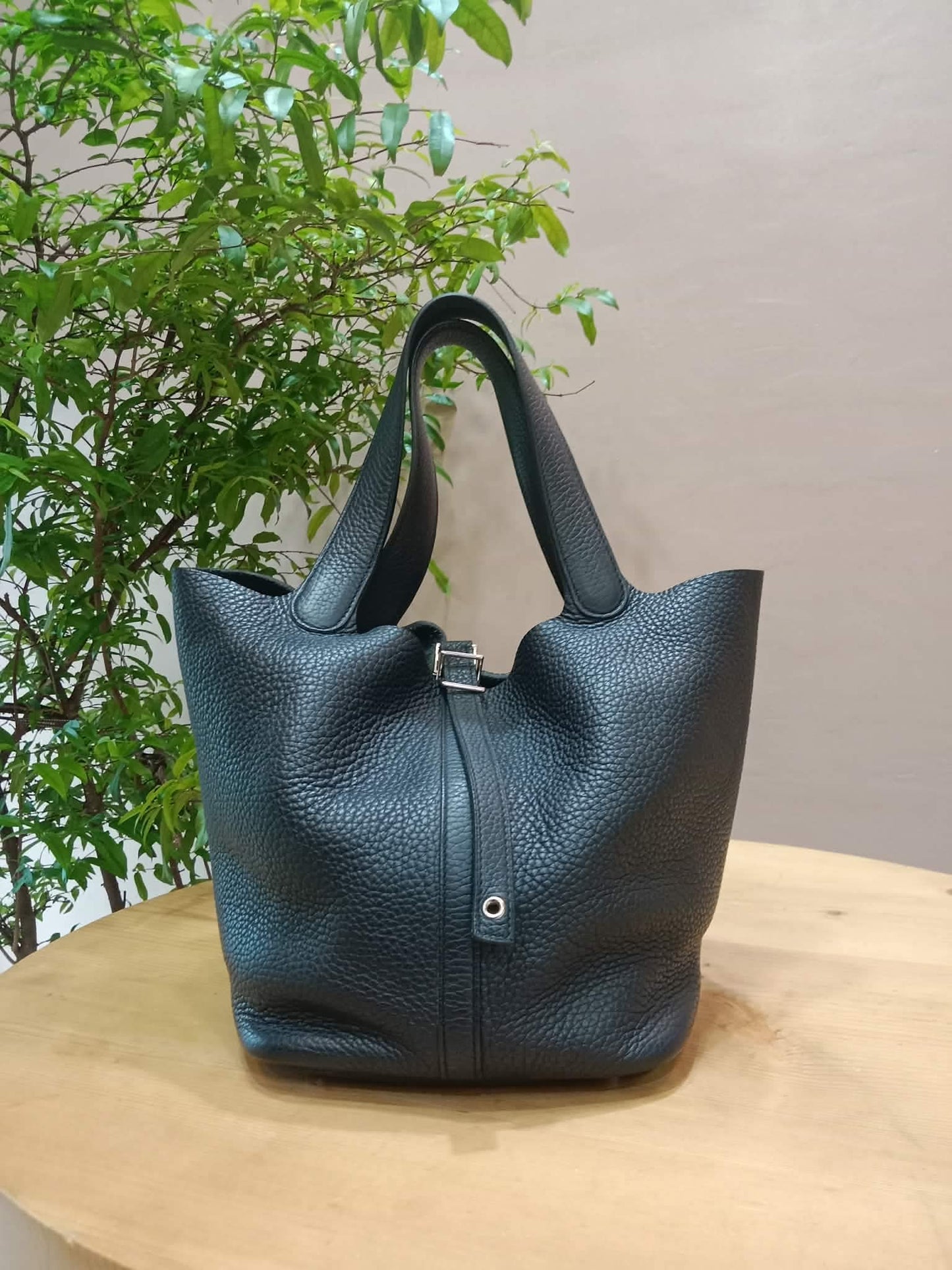Hermes Picotin 22 Noir Clemence Stamp T 2015