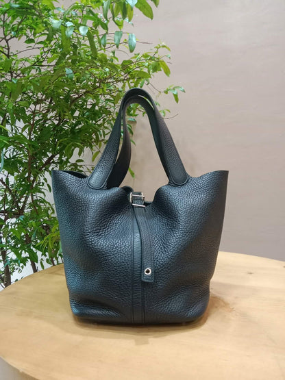 Hermes Picotin 22 Noir Clemence Stamp T 2015