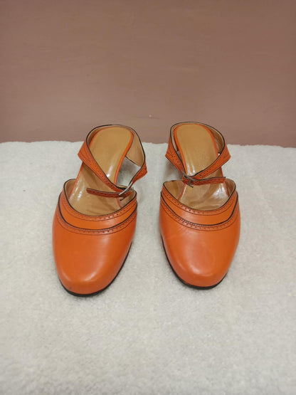 Hermes Slingback Mules Orange size 36