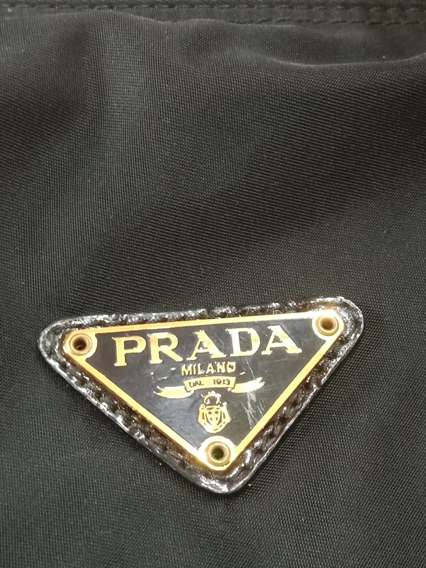 Prada Vintage Tessuto Tote Nylon/Crocodile Embossed Leather Bag