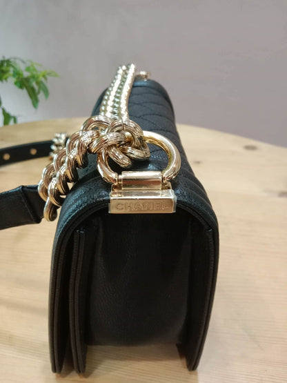 Chanel Le Boy Flap Caviar Small Black Series 23