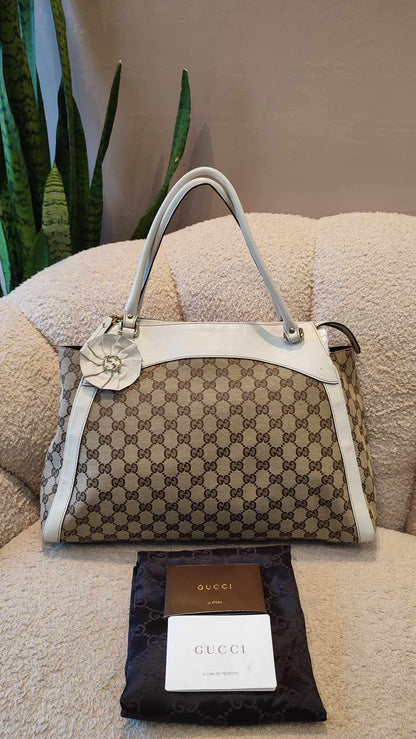 Gucci GG Canvas Trophy Bag Brown/White