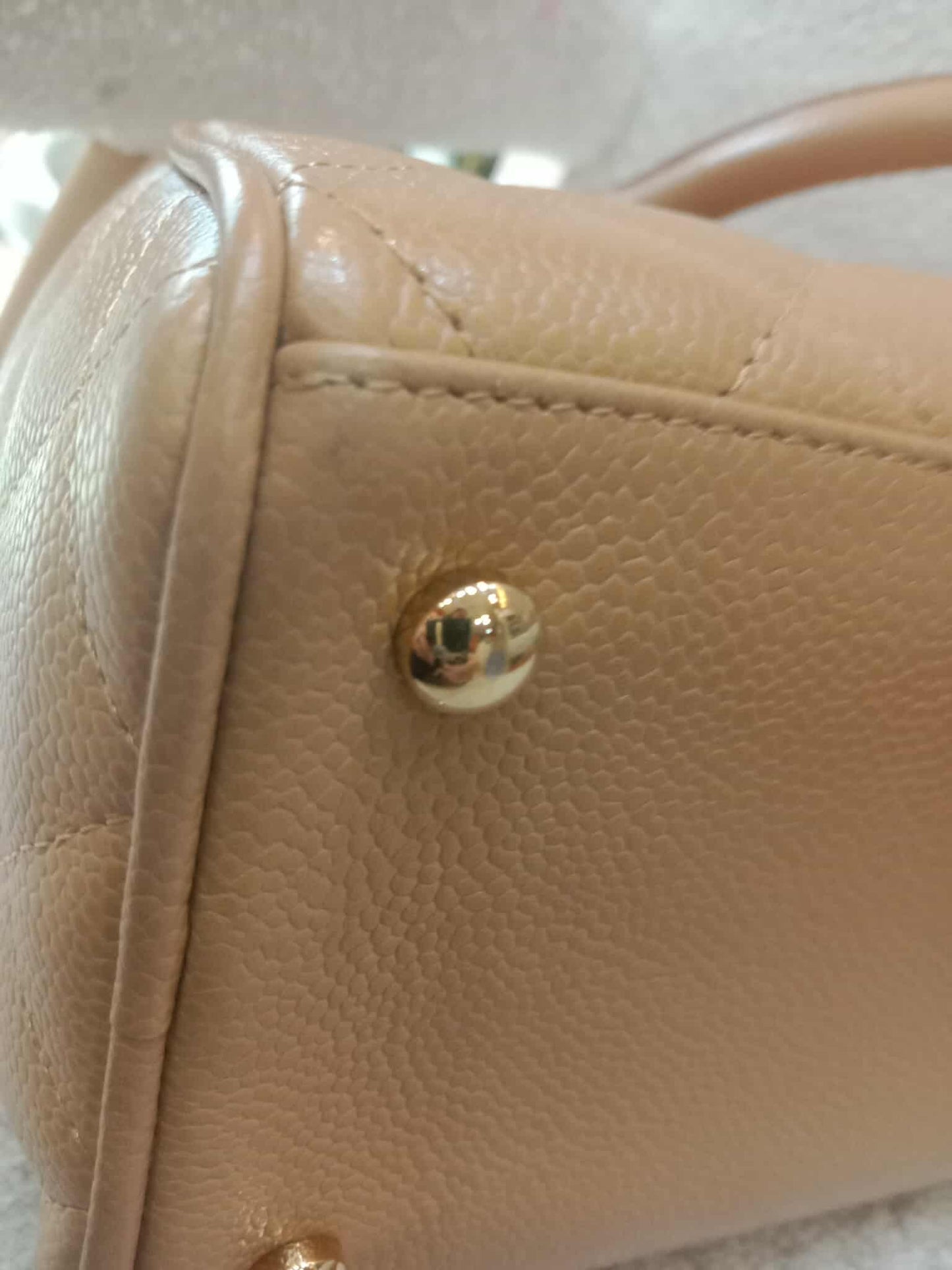 Chanel Bowling Bag Beige Caviar Series 9