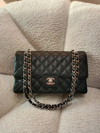 Chanel Classic Double Flap Medium Black Caviar Series 19