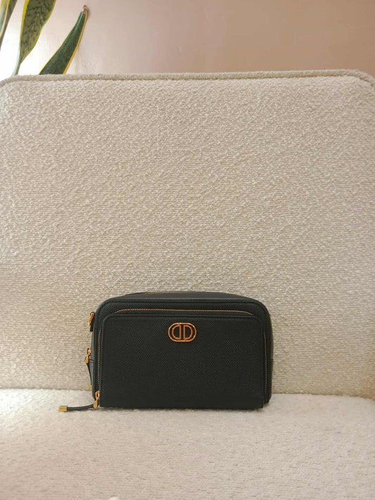 Christian Dior Caro Double Pouch Shoulder Bag Black