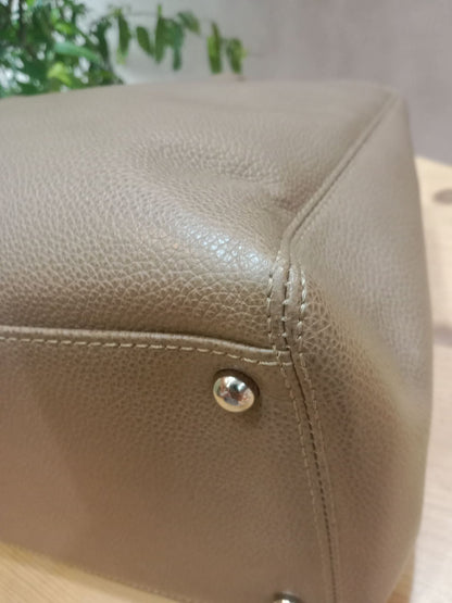 Chanel Cerf Executive Tote in Neutral Taupe Color CC Turnlock Closure Series 17