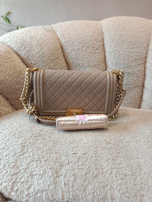 Chanel Old Medium Leboy Dark Beige Caviar Series 27