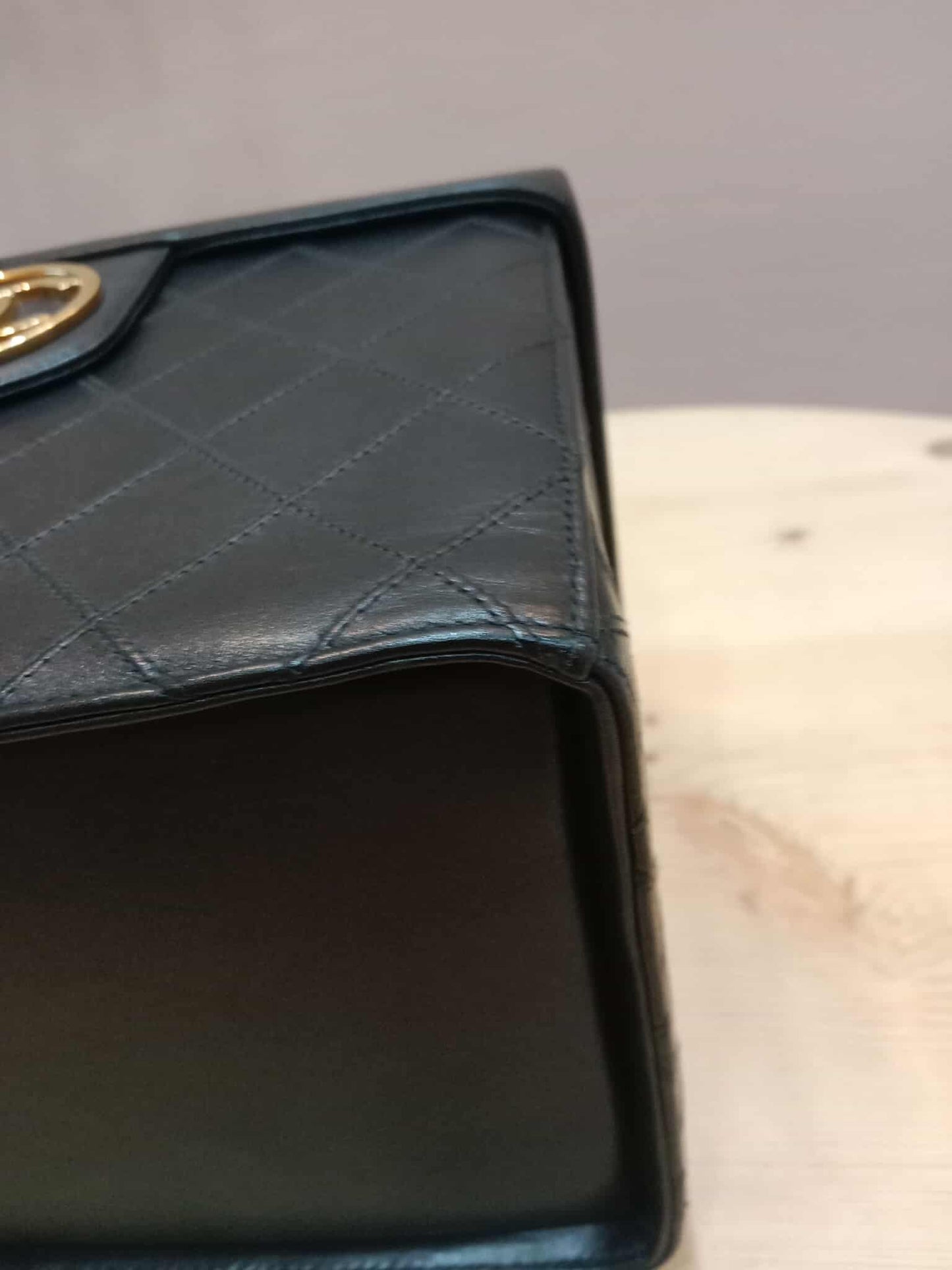Chanel Vanity Black Leather Stitched Cosmetic Beauty Bag Series 2