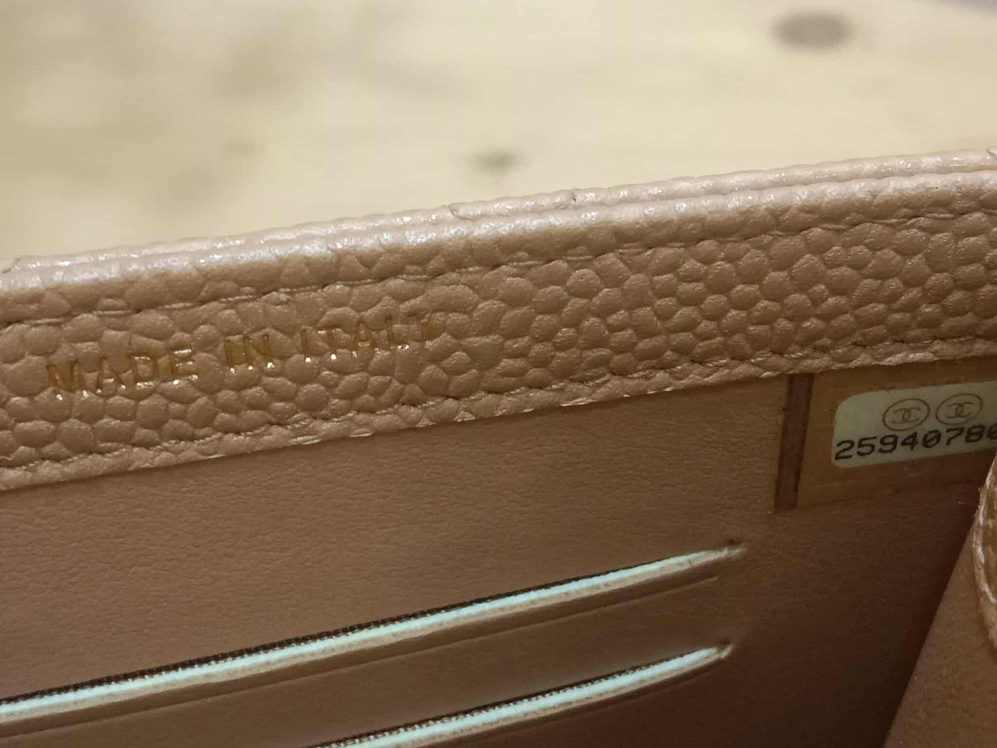 Chanel Golden Class Phone Holder Caviar Crossbody Bag Beige Series 25