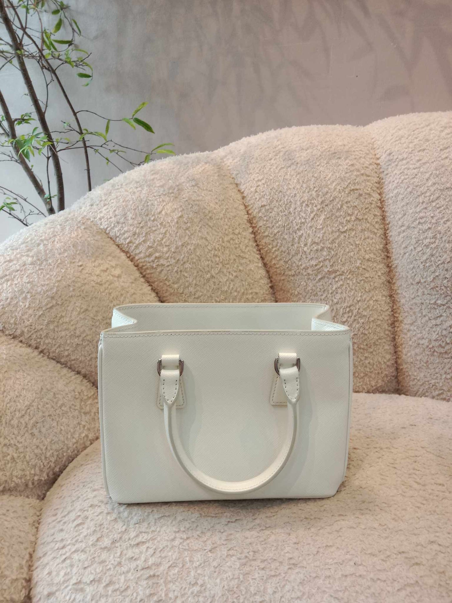 Prada Saffiano White Mini Galleria Tote