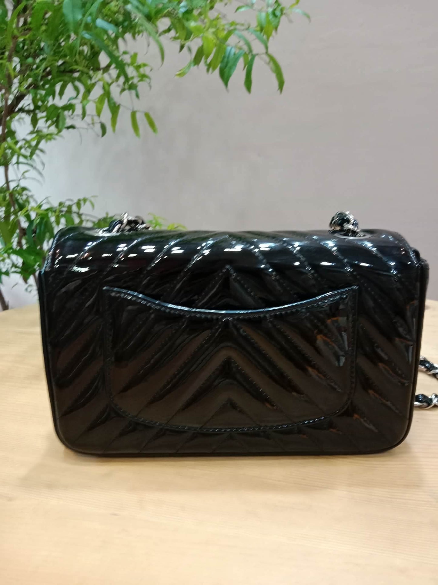 Chanel Classic Rectangular Mini Flap Patent Black Series 23