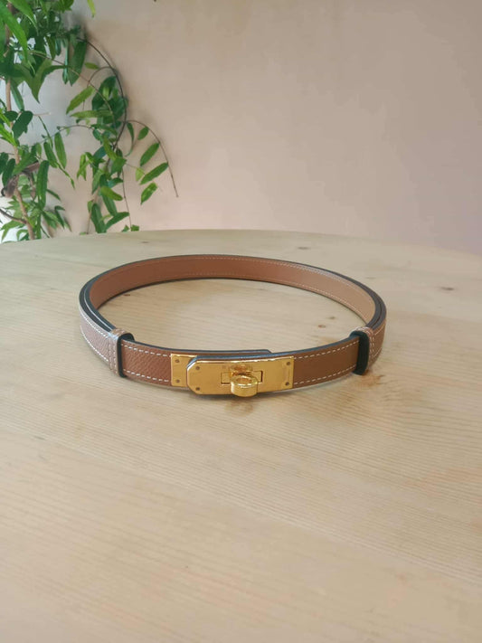 Hermes Kelly Belt Gold on Gold Epsom Stamp Y 2020