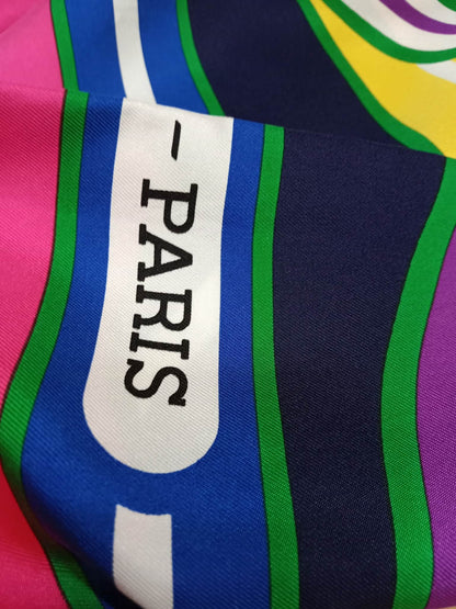 Hermes Triangular Silk Scarf Multicolor Quadrige Bayadere Pattern
