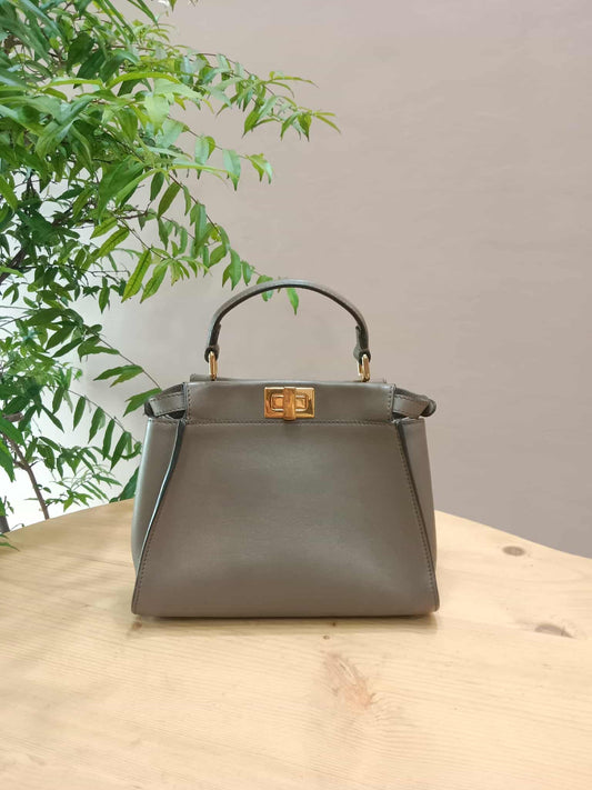 Fendi Peekaboo Grey Leather Mini