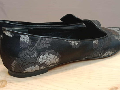 Alexander McQueen Silk Loafer Flats Black Sie 38