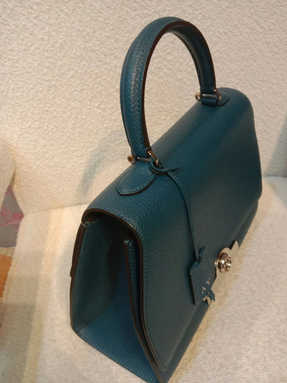 Moynat Rejane Blue Leather Bag