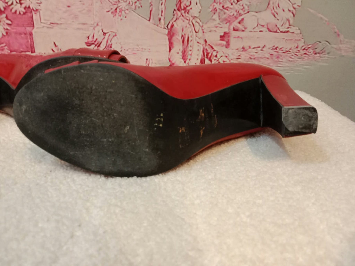 Hermes Heels Sandals Red Patent Size 38