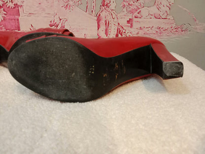 Hermes Heels Sandals Red Patent Size 38