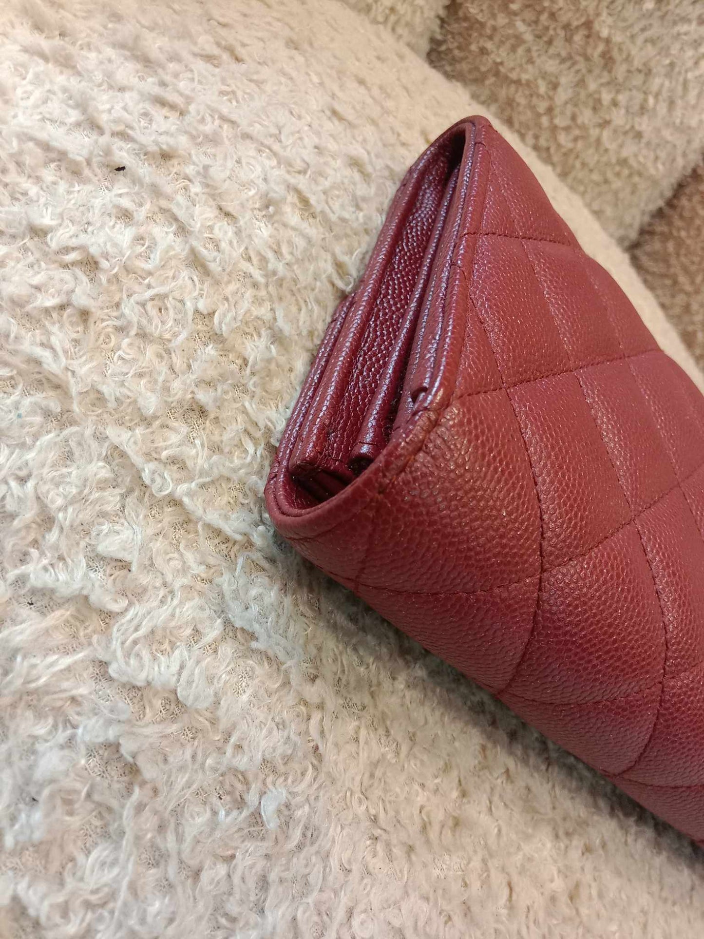 Chanel Long Flap Wallet Caviar Burgundy Series 25