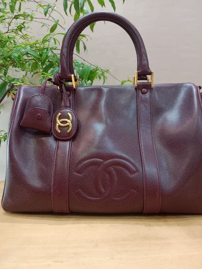 Chanel Boston Bag Burgundy Caviar Series 2