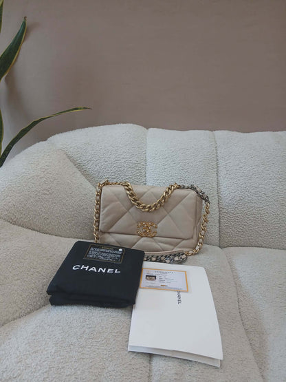 Chanel 19 Beige Lambskin Small Series 30