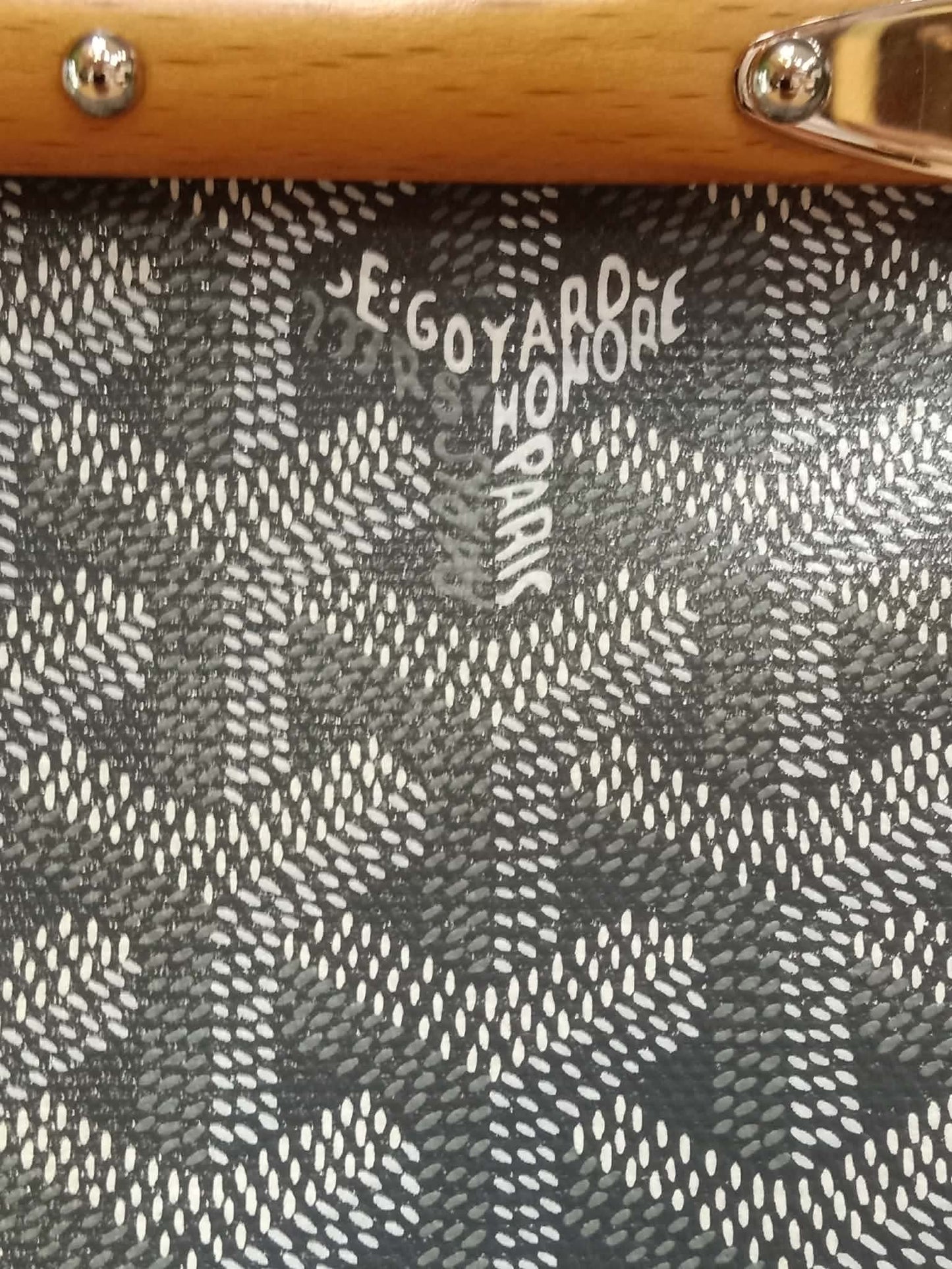 Goyard Saigon Tote Bag Goyardine Canvas with Structured Leather Trim Gris MM