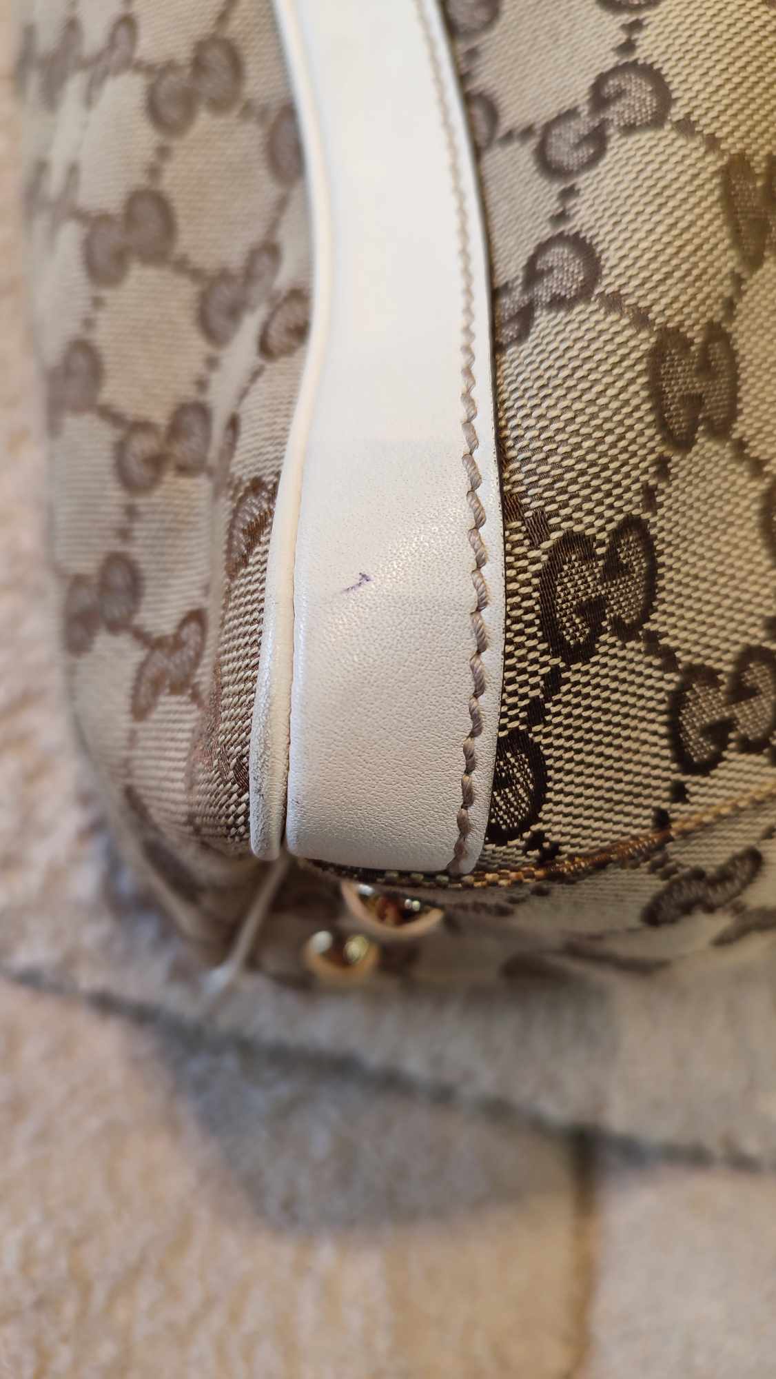 Gucci GG Canvas Trophy Bag Brown/White