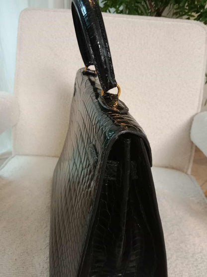 Hermes Kelly 35 Crocodile Noir Stamp G Circle 1977