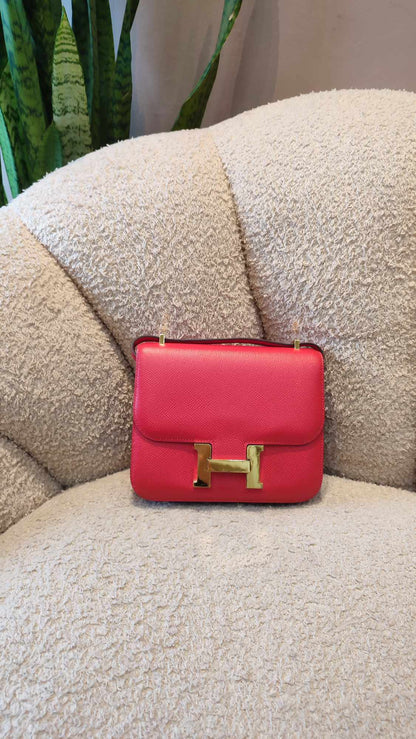 Hermes Constance 18 Epsom Rouge Stamp D 2019