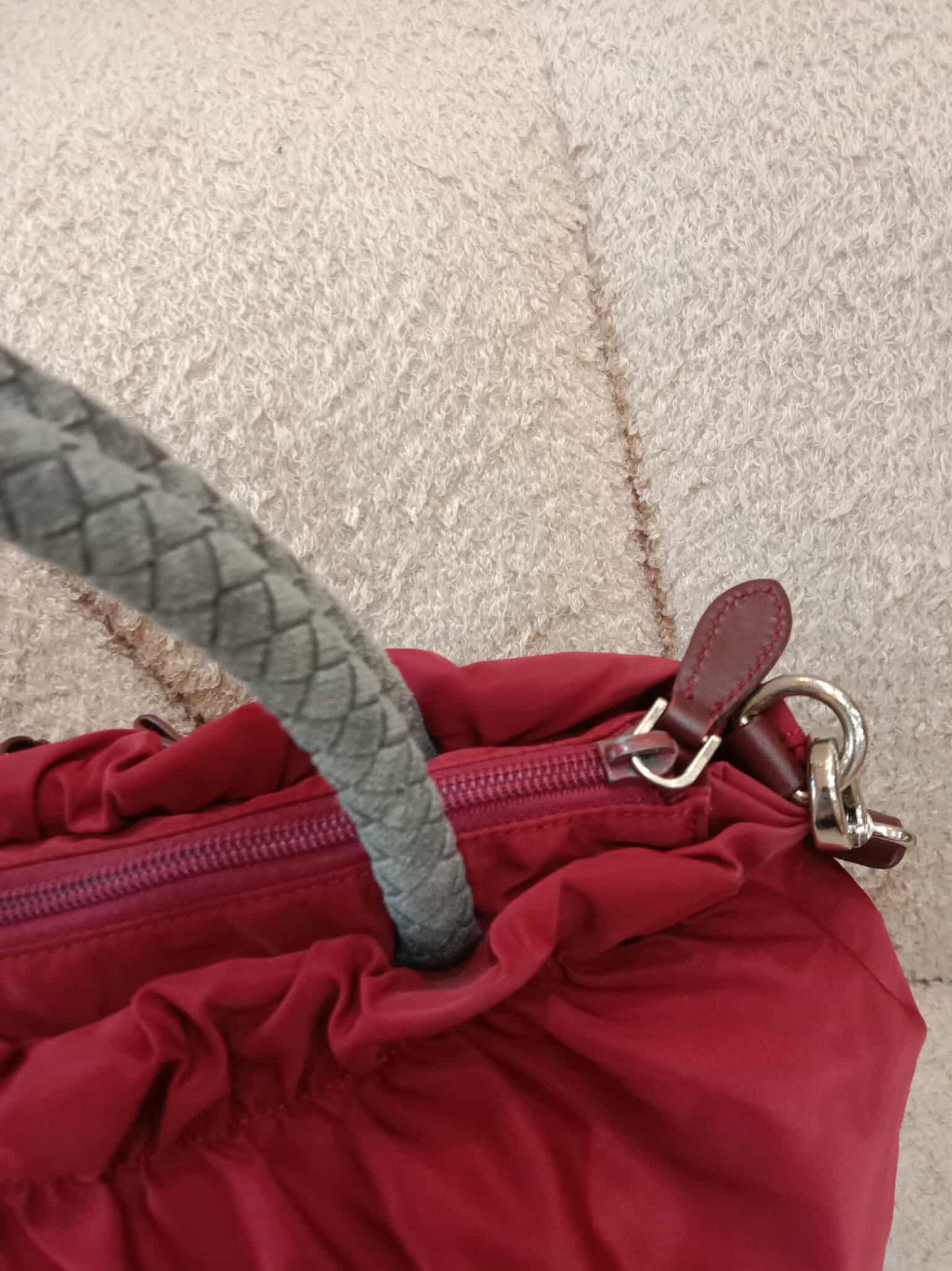 Prada Tessuto Nylon Top Handle Bag Red