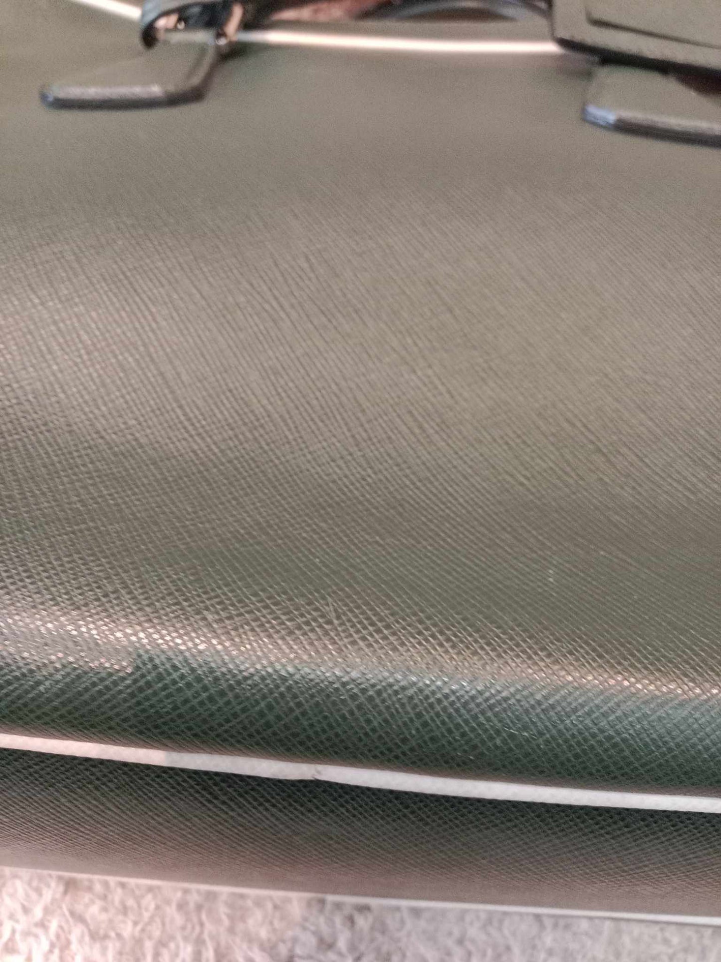 Prada Dark Green Leather Classic Laptop Bag