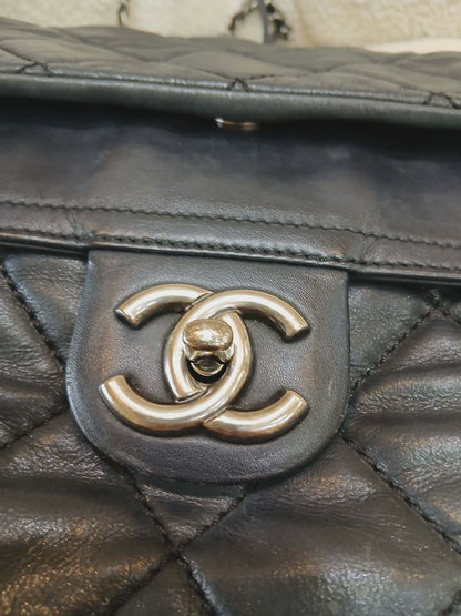 Chanel Square Double Flap Lambskin Dark Gray Series 15