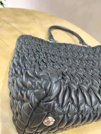 Miu Miu Nappa Matelasse Swarovski Crystal Tote Bag Black