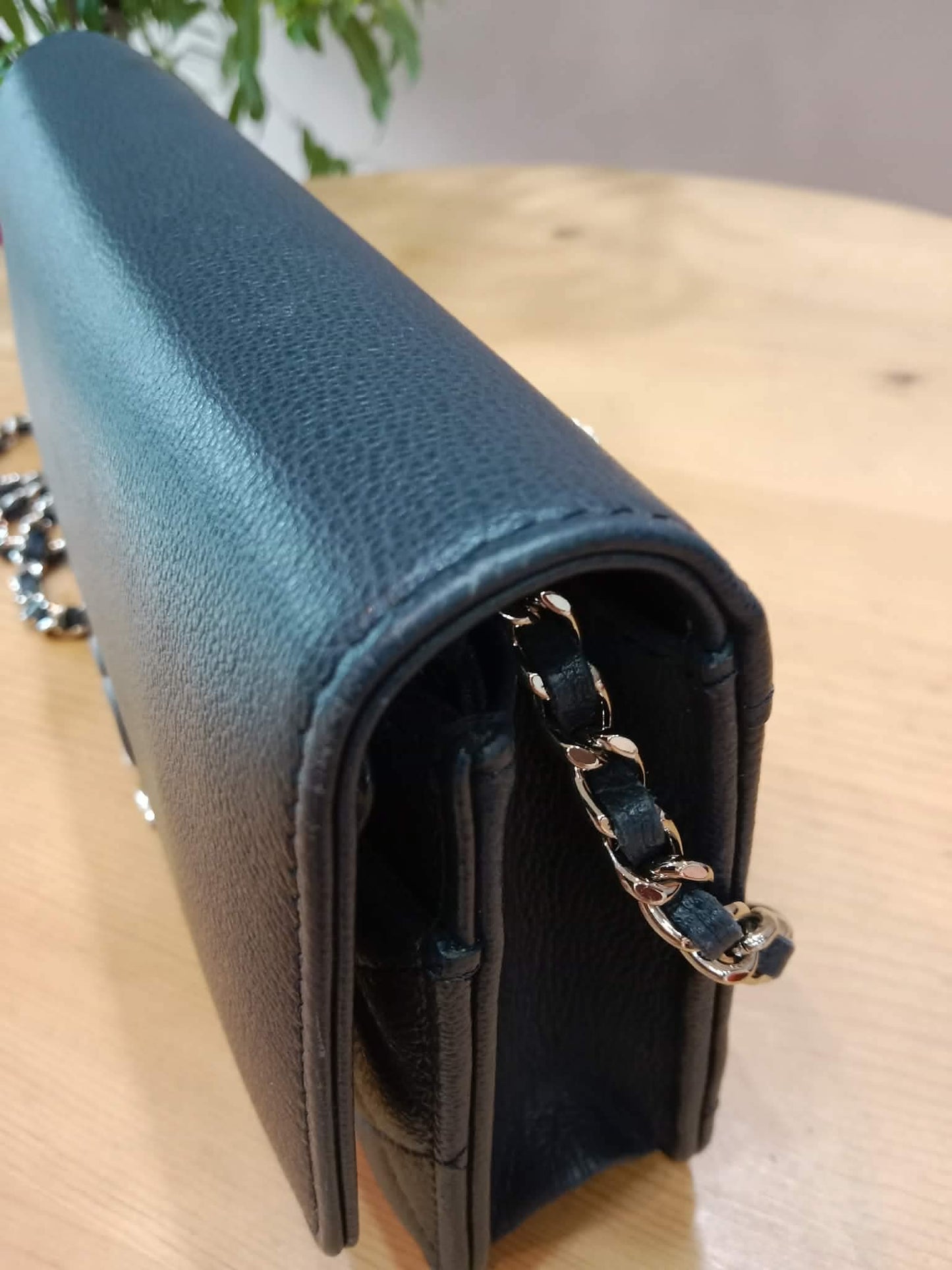Chanel CC Box Wallet On Chain Caviar Navy Blue Series 27