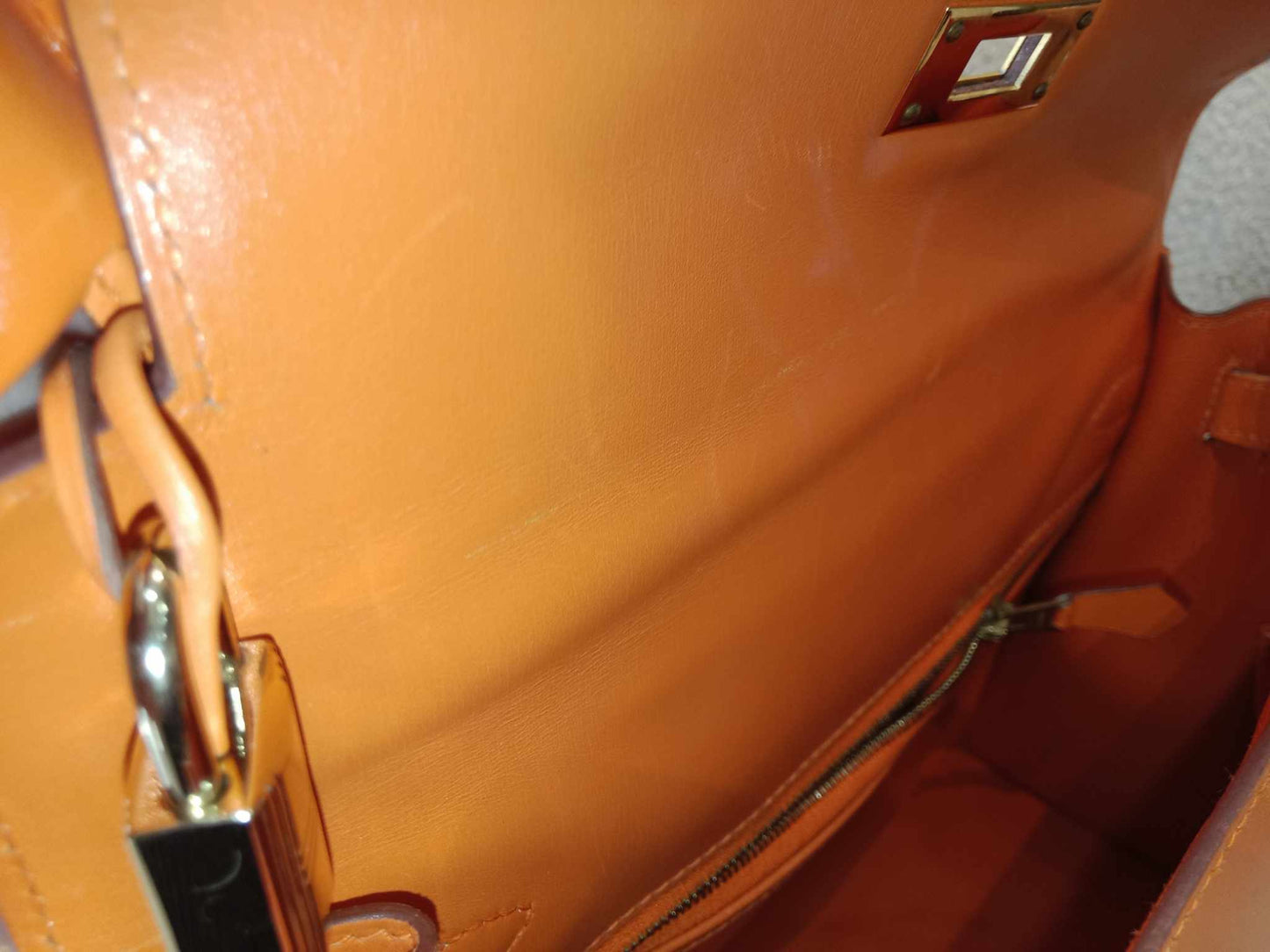 Hermes Kelly 28 Boxcalf Poppy Orange Stamp F Square