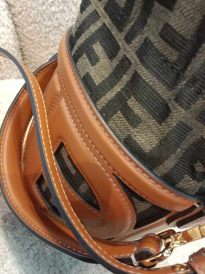 Fendi Step Out Canvas Bucket Bag Brown