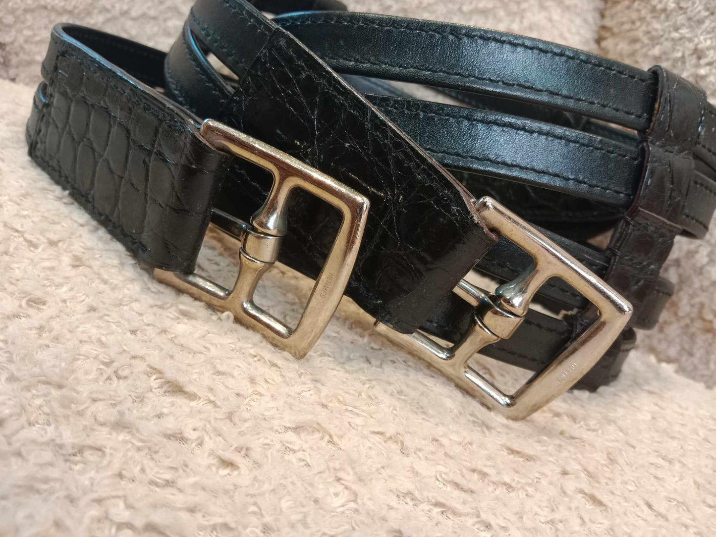 Hermes Noir Touch Alligator Double Etrievier Belt