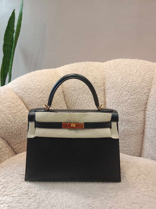 Hermes Kelly 28 Noir Epsom Stamp T 2015