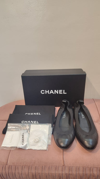 Chanel Ballet Flats Black Size 37C