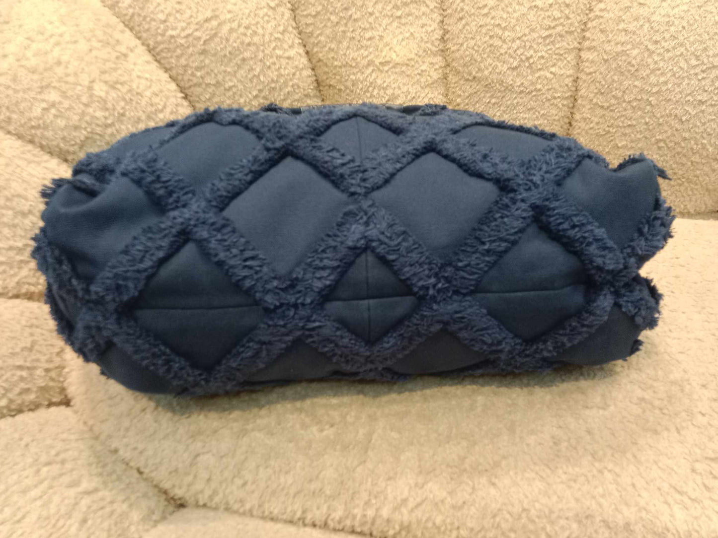 Chanel Cotton Canvas Large CC Embrace Hobo Navy Blue Bag