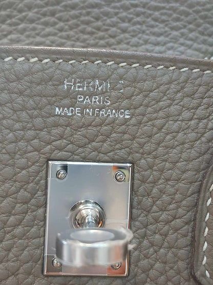Hermes Birkin 25 Etoupe Clemence Stamp A 2017