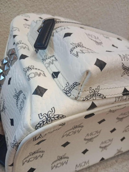 MCM Stark Side Studs Backpack Black and White