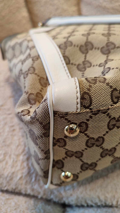 Gucci GG Canvas Trophy Bag Brown/White