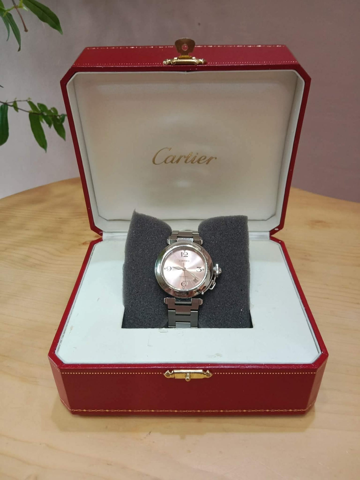 Cartier Pasha C Watch 35mm Stainless Case Pink Dial Arabic Numerals