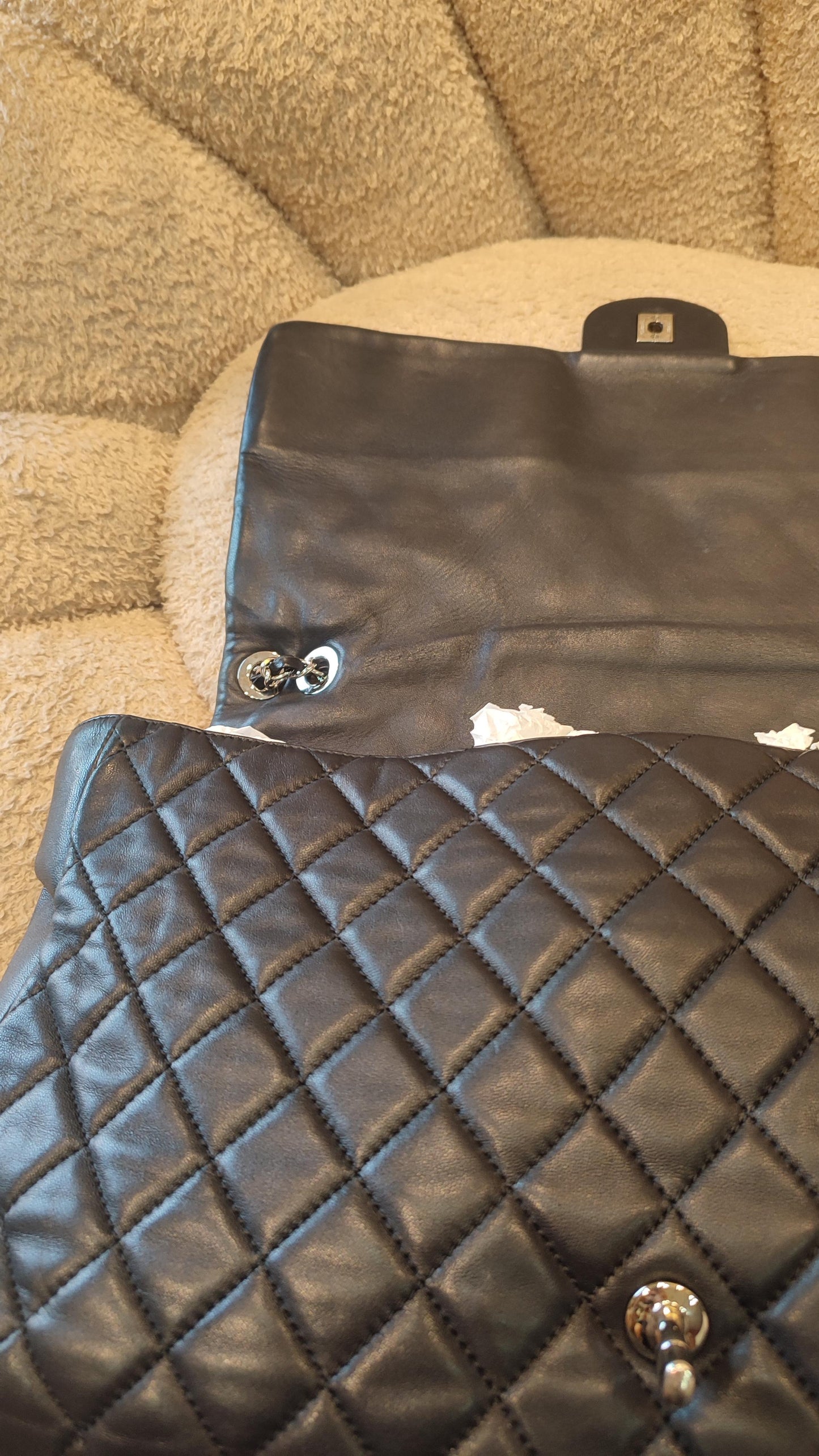 Chanel Coco Rain Single XXL Flap Lambskin Black Series 14