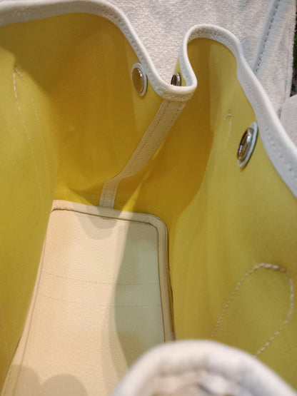 Hermes Garden Party 30 Yellow/White Canvas/Leather Stamp R Square 2014