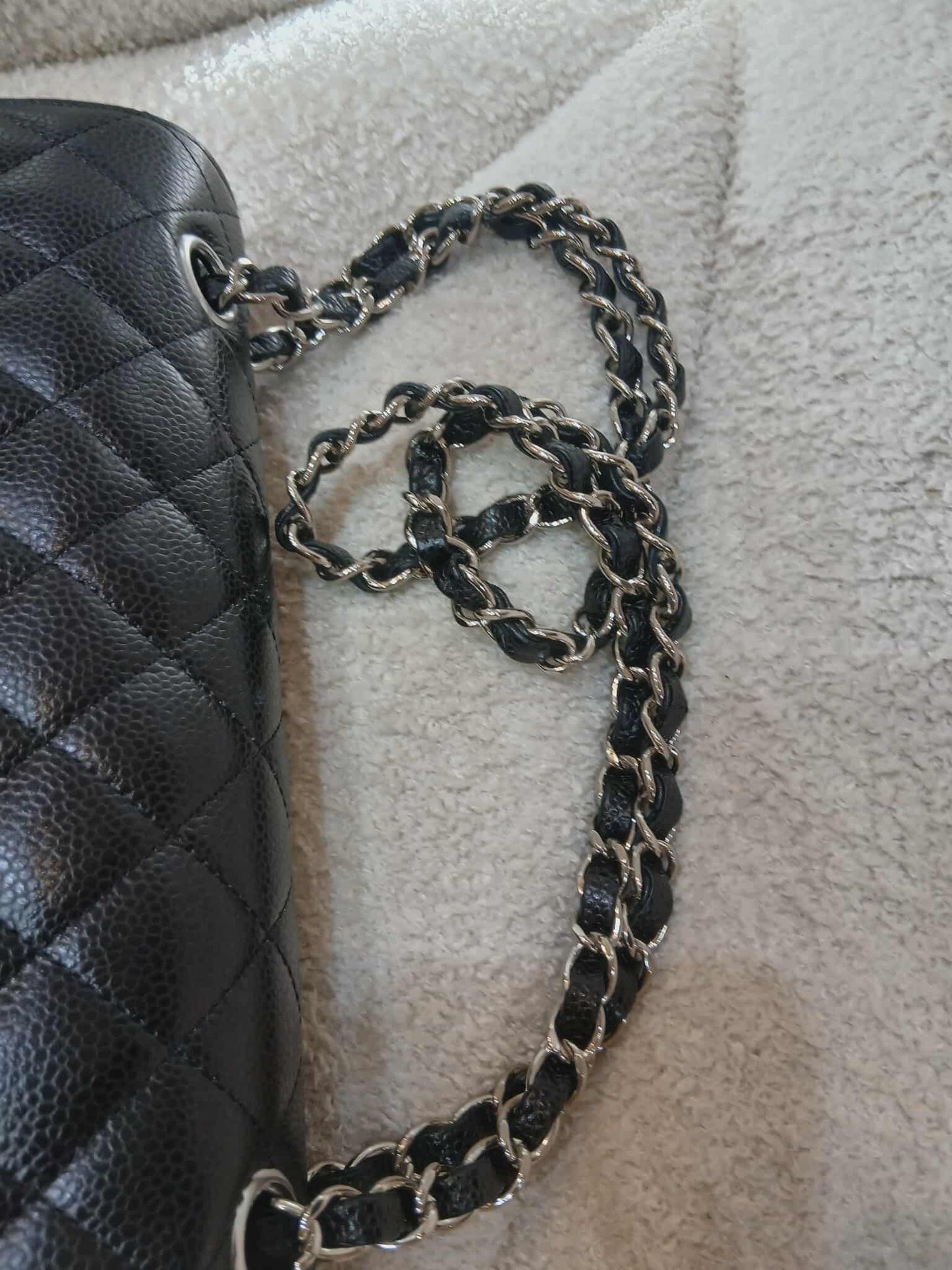 Chanel Medium Double Flap Black Caviar Series 27