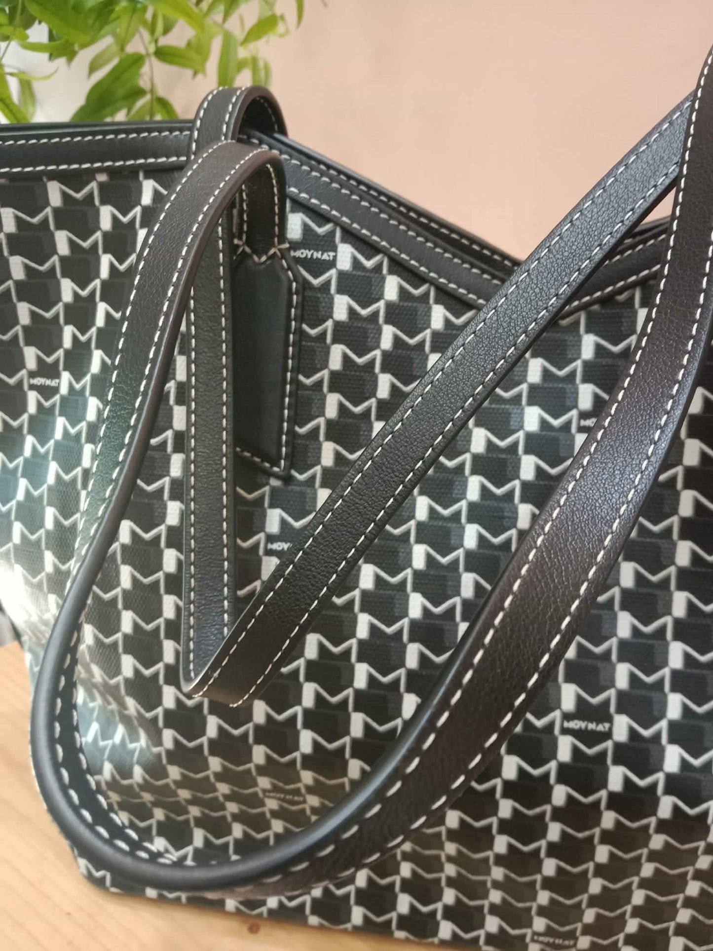 Moynat Paris M Tote Monogrammed Bag Black/White MM